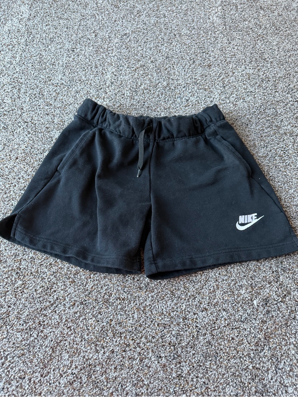 Nike Womens XL Black Fleece Sweat Shorts Futura Logo Drawstring Cotton Blend